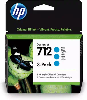 Revendeur officiel Cartouches d'encre HP 712 3-Pack 29-ml Cyan DesignJet Ink Cartridge