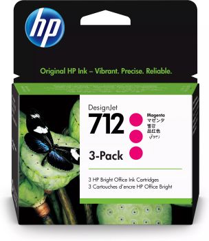 Achat HP 712 3-Pack 29-ml Magenta DesignJet Ink Cartridge au meilleur prix