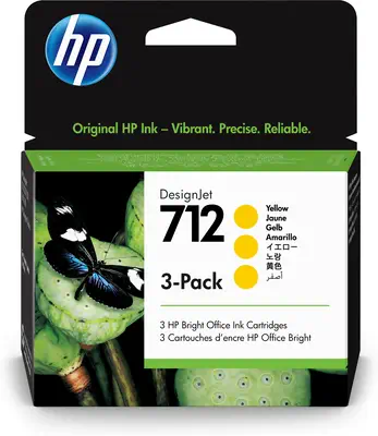 Pack de 3 cartouches d'encre DesignJet HP 712, jaune, 29 ml - Cartouches d'encre - visuel 2