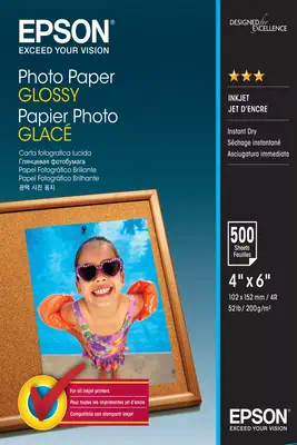 Revendeur officiel Papier Epson Photo Paper Glossy - 10x15cm - 500 Feuilles