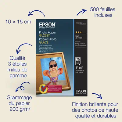 Papier photo brillant Epson (100 x 150 mm), 200 g/m2, 500 feuilles - visuel 7