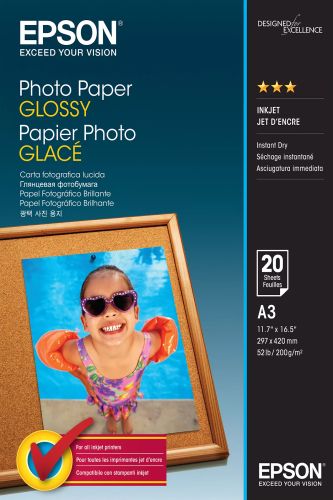 Vente EPSON PHOTO papier brillant A3 20 feuilles pack de 1 au meilleur prix