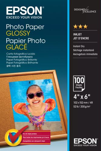 Revendeur officiel Papier Epson Photo Paper Glossy - 10x15cm - 100 Feuilles