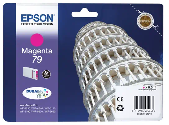 Encre Magenta "Tour de Pise" (800 p) Epson - visuel 1 - hello RSE - Réduisez vos coûts d'impression avec les cartouches d'encre très haute capacité