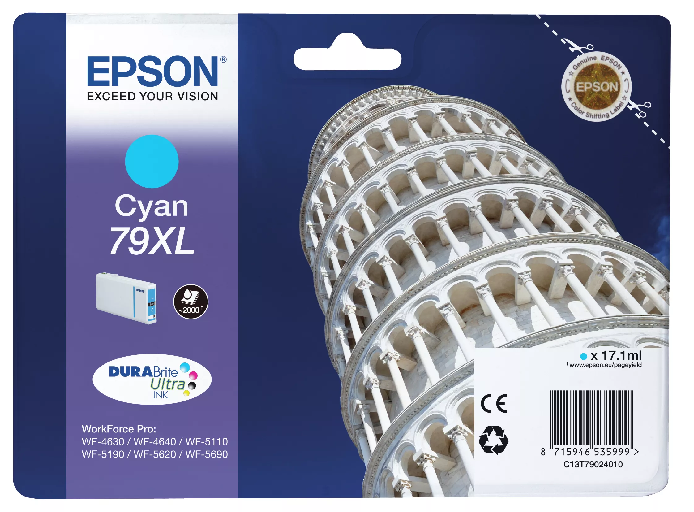 Achat EPSON 79XL cartouche dencre cyan haute capacité 17.1ml 2 et autres produits de la marque Epson