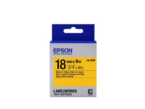 Achat Epson LK-5YBP - Couleur Pastel - Noir sur Jaune - 18mmx9m - 8715946611471