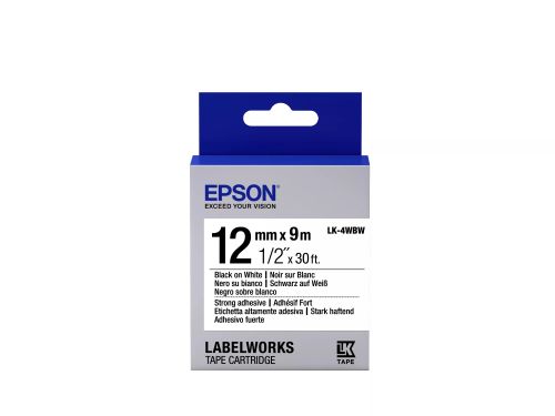 Vente Autres consommables EPSON LK4WBW forte Adh. Noir sur blanc ruban 12mm