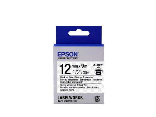 Achat Epson LK-4TBW - Adhésif Fort - Noir sur Transparent - 12mmx9m et autres produits de la marque Epson