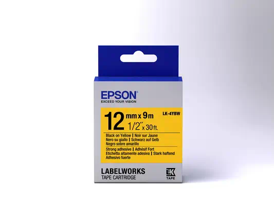 Epson LK-4YBW - Adhésif Fort - Noir sur Jaune- 12mmx9m - Autres consommables - visuel 2