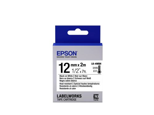 Achat Epson LK-4WBH - Spécial hautes températures - Noir sur Blanc - 12mmx2m et autres produits de la marque Epson
