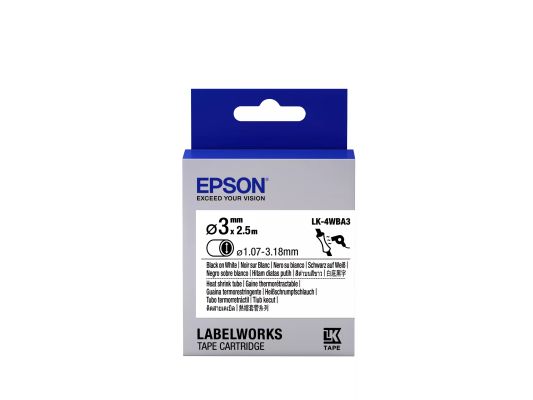 Achat Epson LK-4WBA3 - Thermorétrécissant (HST) - Noir sur Blanc - Diam. 3mmx2.5m et autres produits de la marque Epson