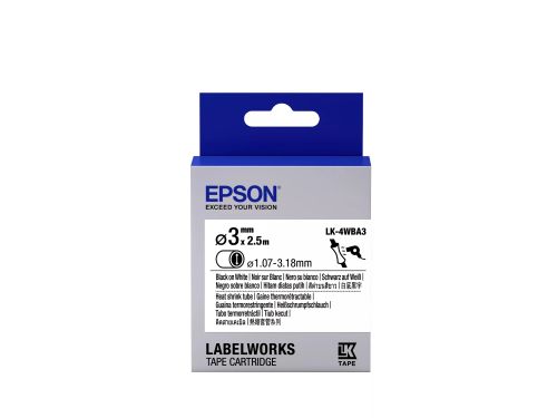 Achat Epson LK-4WBA3 - Thermorétrécissant (HST) - Noir sur Blanc et autres produits de la marque Epson