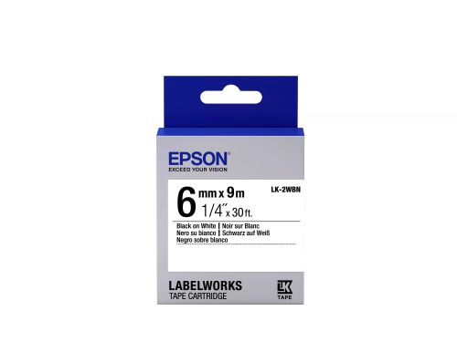 Revendeur officiel Papier Epson LK-2WBN - Standard - Noir sur Blanc - 6mmx9m
