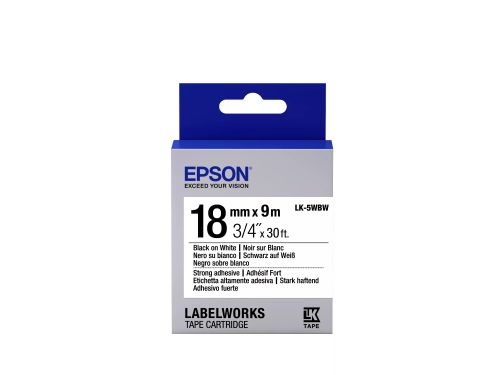 Achat Papier Epson LK-5WBW - Adhésif Fort - Noir sur Blanc - 18mmx9m