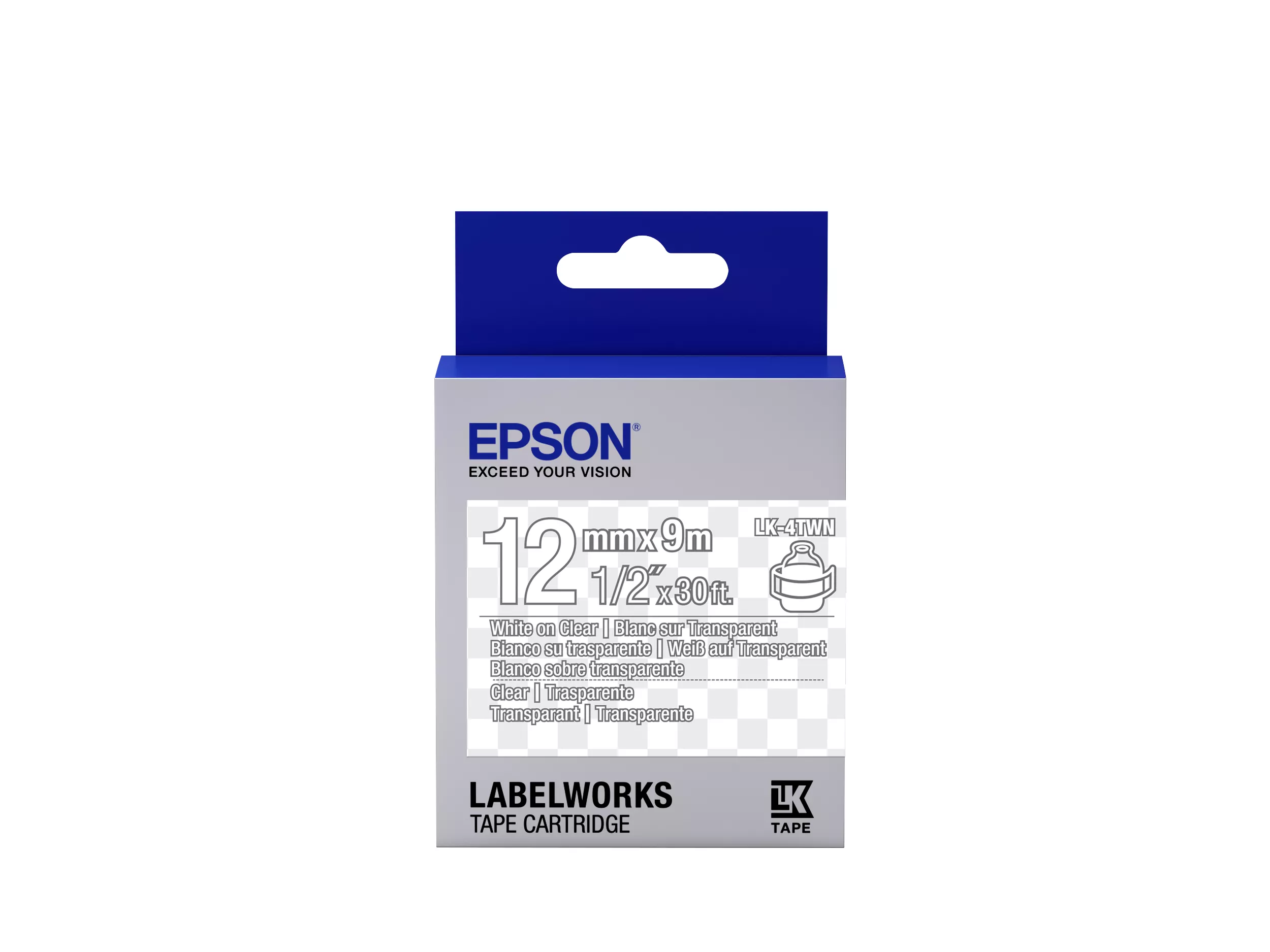 Achat Epson LK-4TWN - Transparent - Blanc sur Transparent - 8715946611280