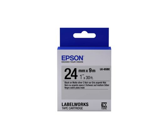 Achat Papier Epson LK-6SBE - Mat - Noir sur Argent Mat - 24mmx9m
