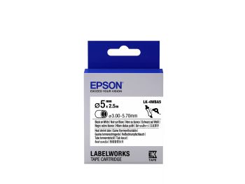 Vente Papier Epson LK-4WBA5 - Thermorétrécissant (HST) - Noir sur Blanc - Diam. 5mmx2.5m sur hello RSE