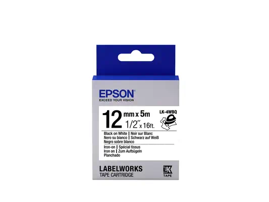 LK-4WBQ - Spécial tissu thermocollant - Noir sur Blanc - 12mmx5m - Epson - Autres consommables - visuel 1