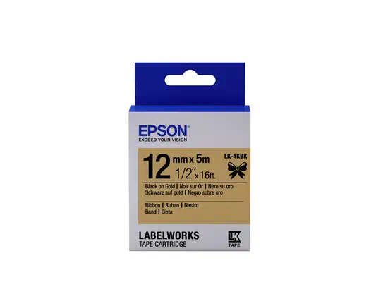 Achat Autres consommables Epson Ruban satin pour étiqueteuse LK-4KBK Noir/Or 12 mm sur hello RSE