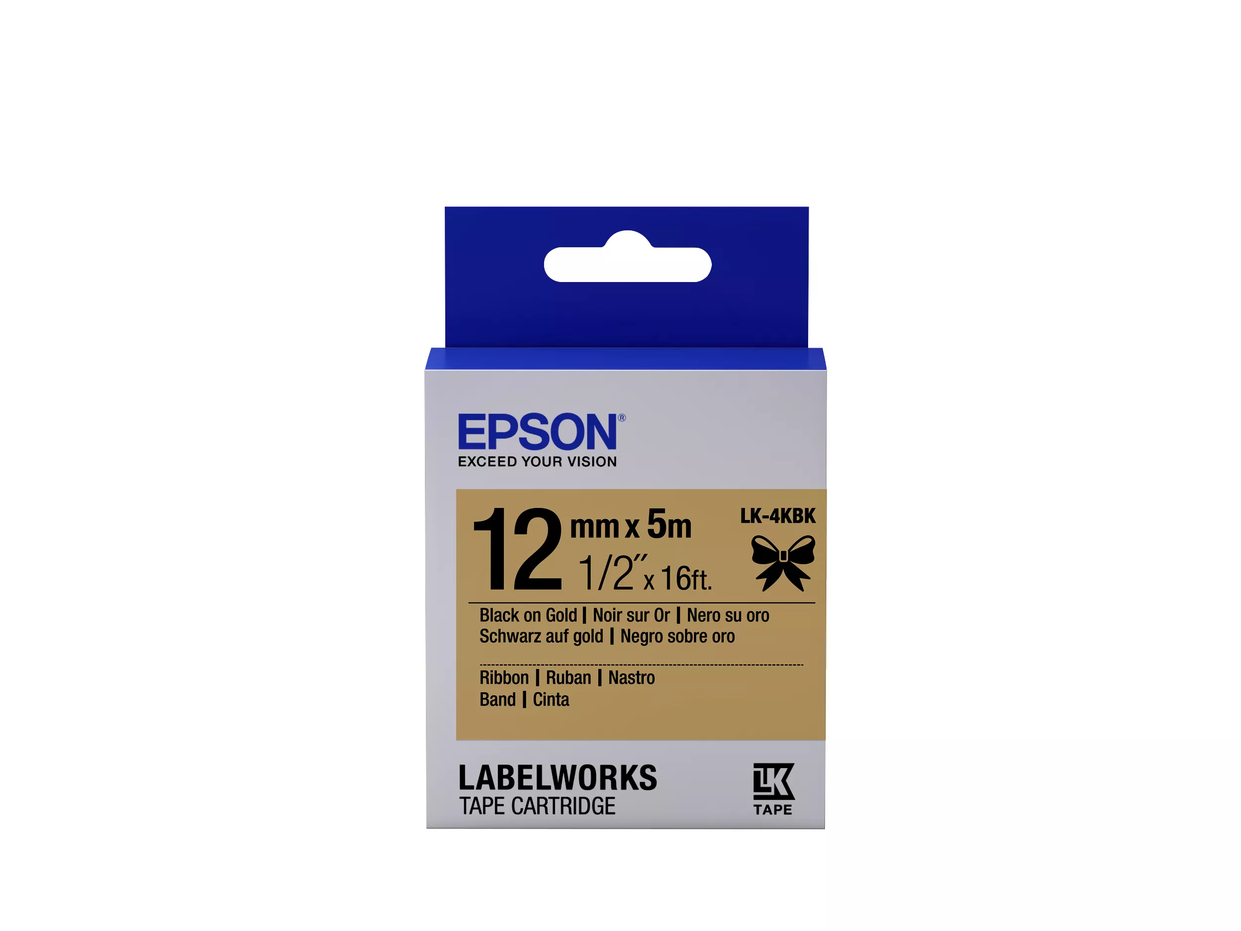 Achat Epson Ruban satin pour étiqueteuse LK-4KBK Noir/Or 12 mm sur hello RSE