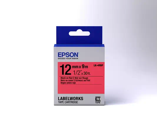 Epson LK-4RBP - Couleur Pastel - Noir sur Rouge - 12mmx9m - Papier - visuel 2