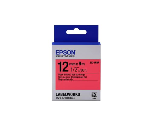 Achat Epson LK-4RBP - Couleur Pastel - Noir sur Rouge - 12mmx9m - 8715946611228