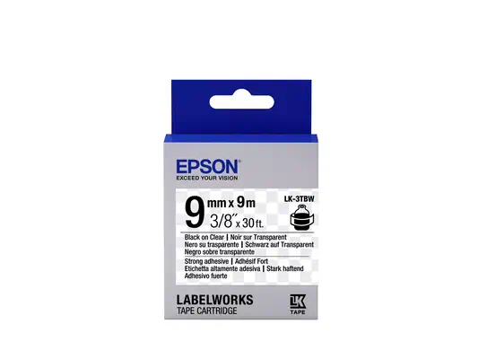 Vente Papier Epson LK-3TBW - Adhésif Fort - Noir sur Transparent