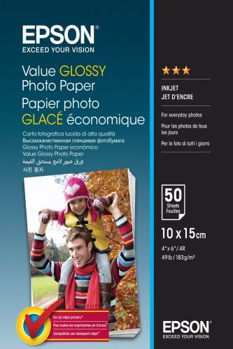 Revendeur officiel Epson Value Glossy Photo Paper - 10x15cm - 50 Feuilles
