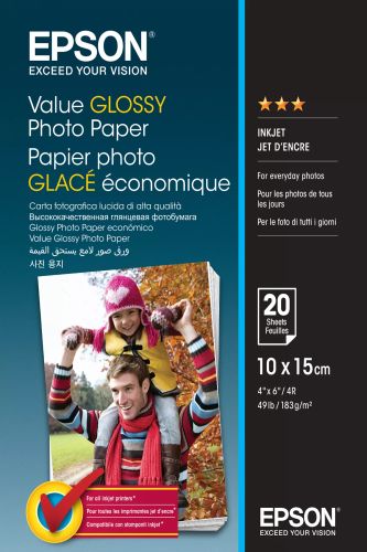 Vente Papier Epson Value Glossy Photo Paper - 10x15cm - 20 Feuilles
