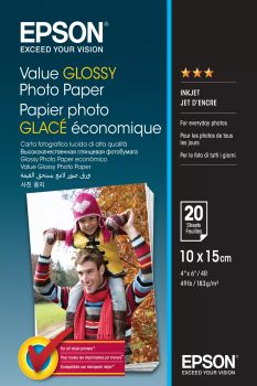 Achat Epson Value Glossy Photo Paper - 10x15cm - 20 Feuilles au meilleur prix