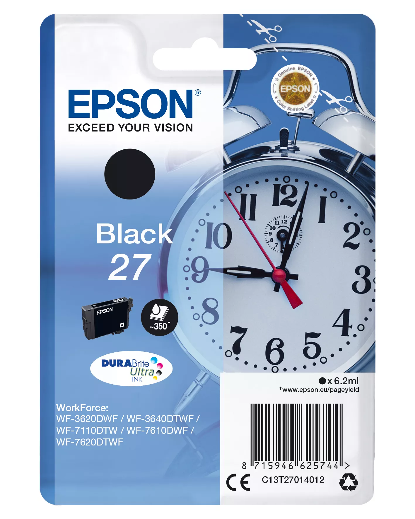 Achat EPSON 27 cartouche d encre noir capacité standard 6.2ml 350 au meilleur prix