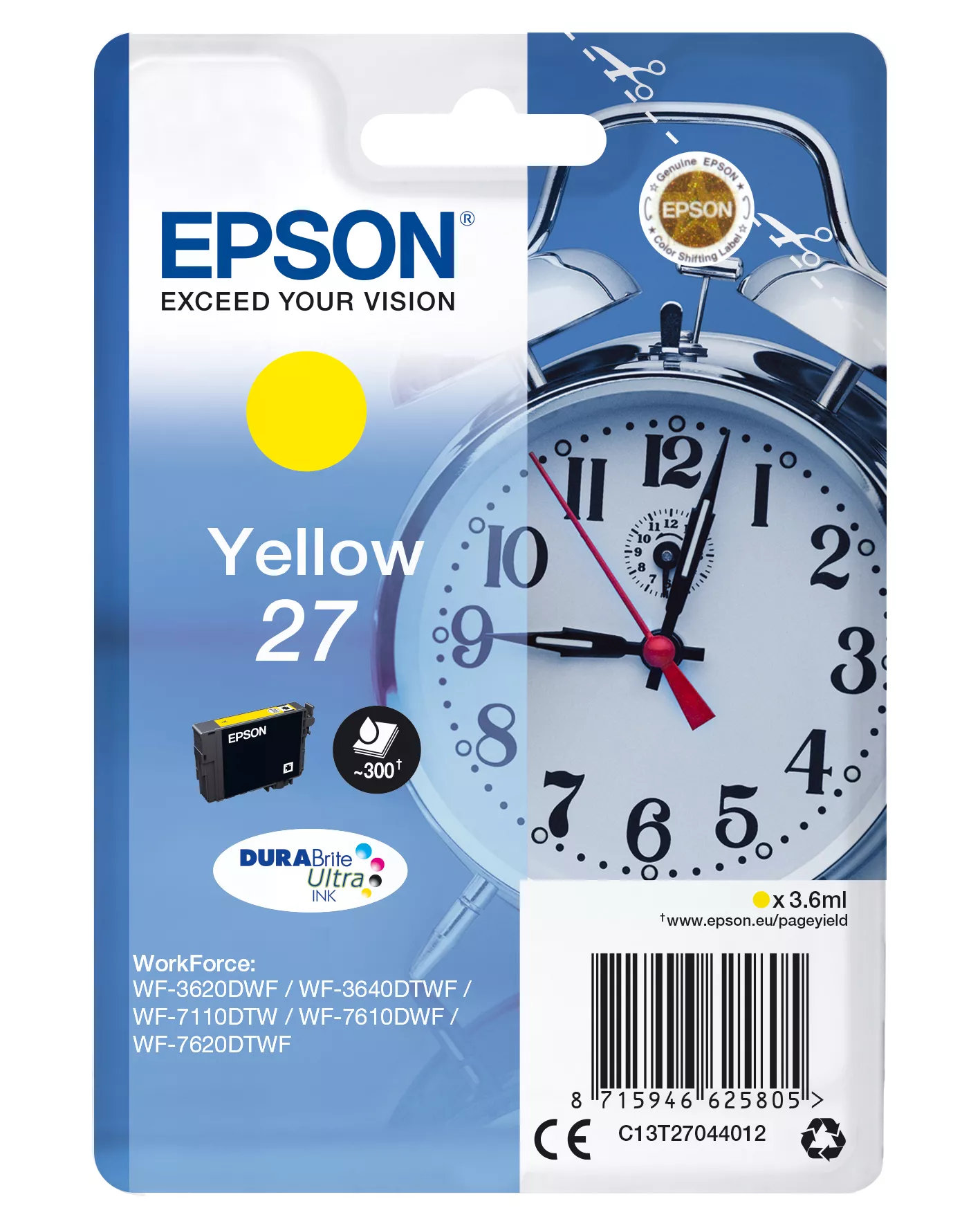 Achat EPSON 27 cartouche d encre jaune capacité standard 3.6ml au meilleur prix