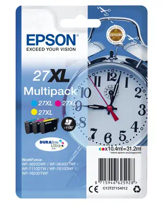 Multipack "Réveil" 27XL - EncreDURABrite Ultra C,M,J Epson - visuel 1 - hello RSE - Les encres Epson sont optimisées pour les imprimantes Epson