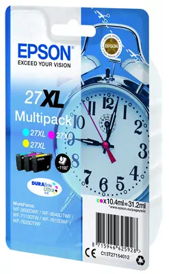 Multipack "Réveil" 27XL - EncreDURABrite Ultra C,M,J Epson - visuel 1 - hello RSE - Réalisez des économies grâce aux cartouches d'encre séparées