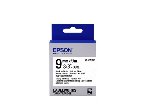 Achat Epson LK-3WBW - Adhésif Fort - Noir sur Blanc - 9mmx9m et autres produits de la marque Epson
