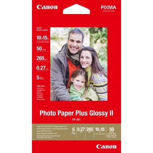Revendeur officiel Papier CANON PP-201 plus photo papier inkjet 260g/m2 4x6 inch 50