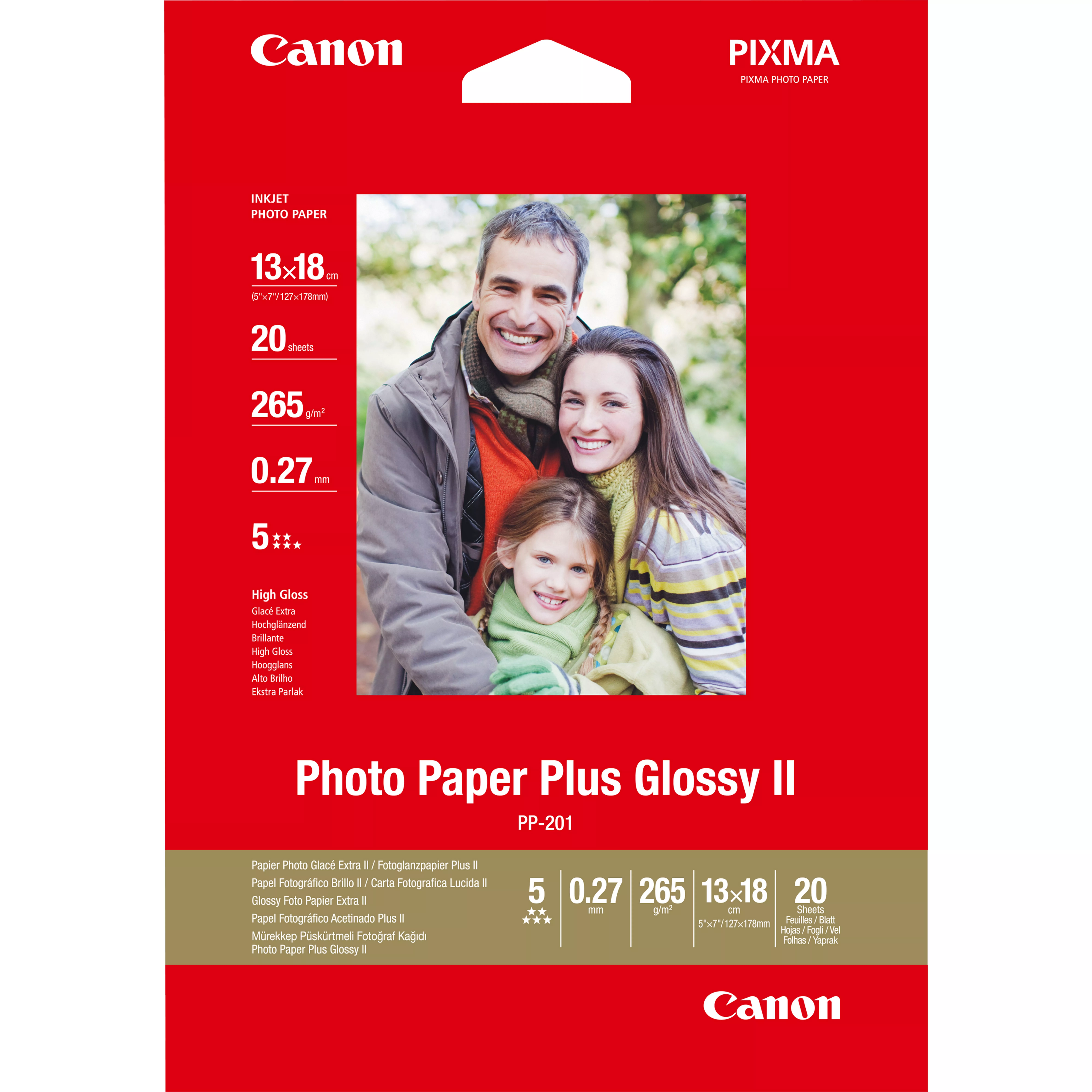 Achat CANON PP-201 plus photo papier 260g/m2 5x7 inch 20 et autres produits de la marque Canon