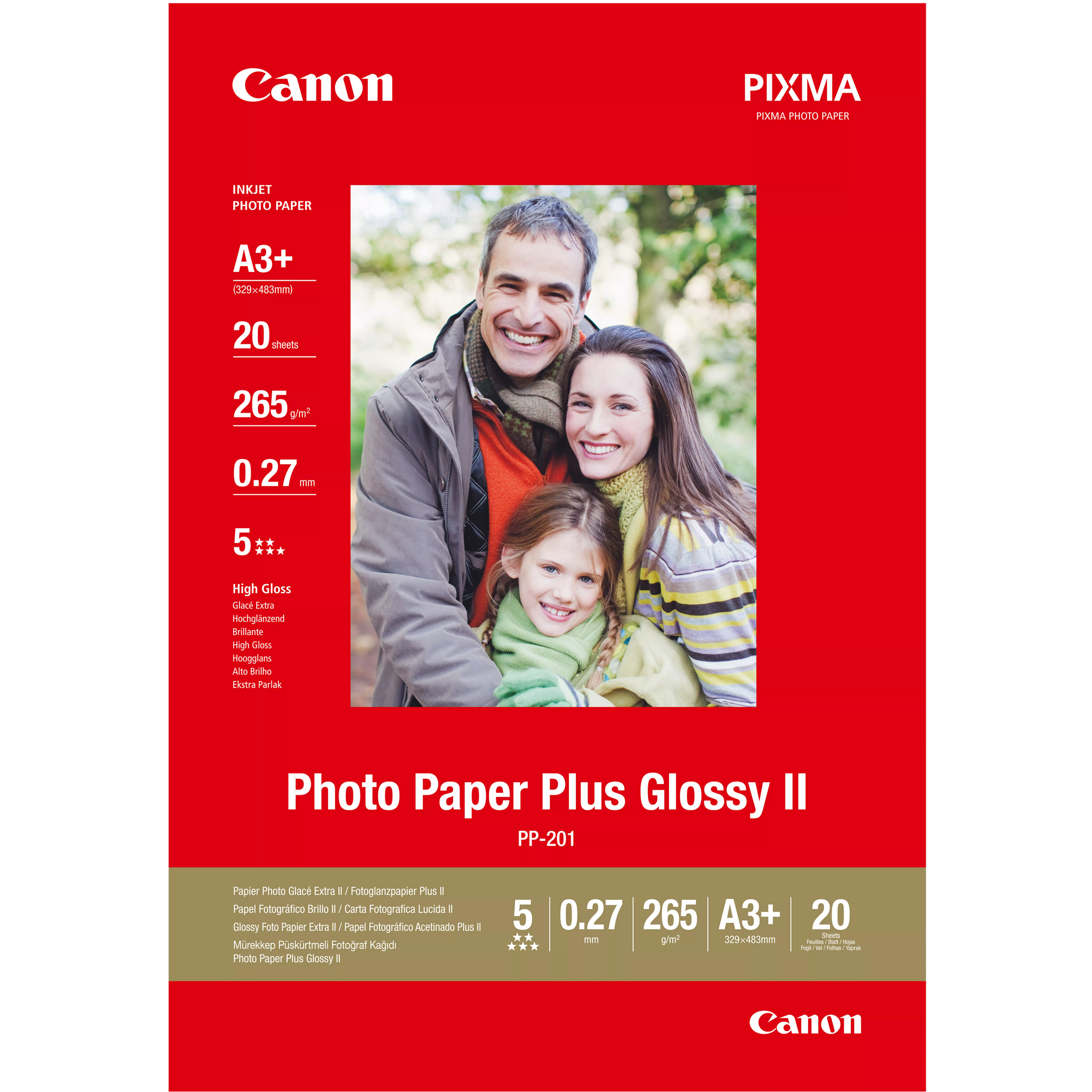 Achat CANON PP-201 plus photo papier 260g/m2 A3+ 20 feuilles au meilleur prix