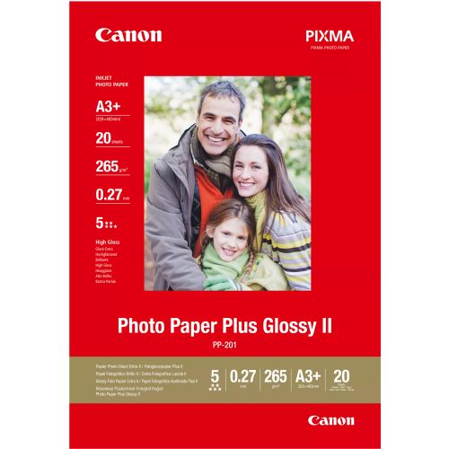 Achat CANON PP-201 plus photo papier 260g/m2 A3+ 20 feuilles pack de 1 - 4960999537290