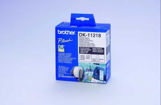 Revendeur officiel Autres consommables BROTHER P-TOUCH DK-11218 die-cut round label 24x24mm 1000 labels