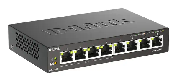 D-Link DGS-1008P/E commutateur réseau Non-géré L2 Gigabit Ethernet D-Link - visuel 1 - hello RSE - Commutateur de bureau 8 ports avec 4 ports Power over Ethernet (PoE)