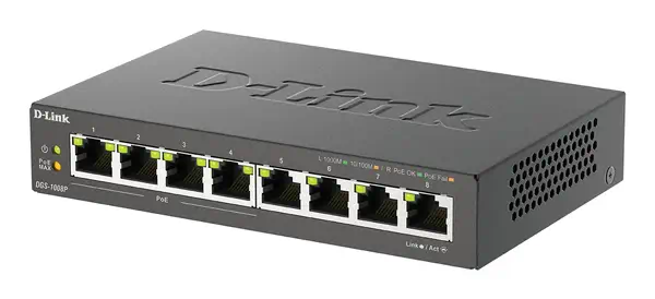 D-Link DGS-1008P/E commutateur réseau Non-géré L2 Gigabit Ethernet D-Link - visuel 1 - hello RSE - Des performances supérieures