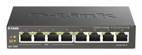 D-Link DGS-1008P/E commutateur réseau Non-géré L2 Gigabit Ethernet (10/100/1000) Connexion Ethernet, - Switchs et Hubs - visuel 1