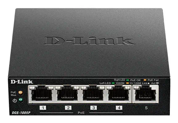 D-Link DGS-1005P/E commutateur réseau Non-géré Gigabit Ethernet (10/100/1000) Connexion Ethernet, su - Switchs et Hubs - visuel 1