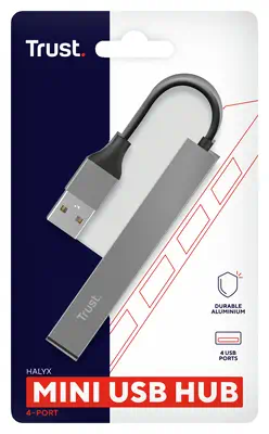 Trust Halyx USB 2.0 480 Mbit/s Aluminium - Switchs et Hubs - visuel 6