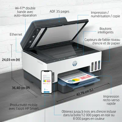 Smart Tank 7306 Sans fil All-in-One Couleur Imprimante, Impression recto-verso; copieur, scanner - HP - Autre Imprimante - visuel 10