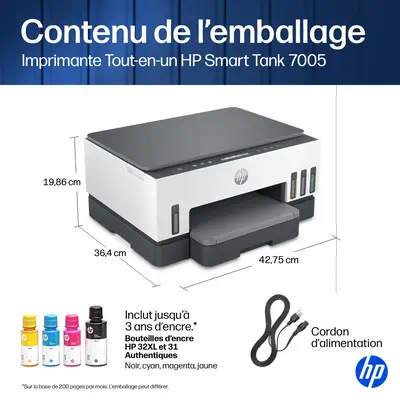 Smart Tank 7005 Sans fil All-in-One Couleur Imprimante, Impression recto-verso; copieur, scanner - HP - Multifonctions Jet d'encre - visuel 7