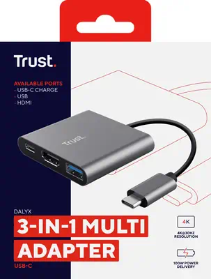Trust Dalyx USB 3.2 Gen 1 (3.1 Gen 1) Type-C Aluminium, Noir - Switchs et Hubs - visuel 7