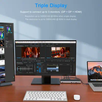 STATION D'ACCUEIL USB-C 4K TRIPLE AFFICHAGE AVEC POWER DELIVERY 100W - 2x DisplayPort / 1x HDMI - DLH - Station d'accueil pour portable - visuel 5