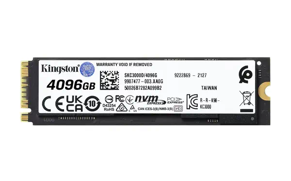 Kingston Technology 4096G KC3000 M.2 2280 NVMe SSD Kingston - visuel 1 - hello RSE - Technologie NVMe PCIe 4.0